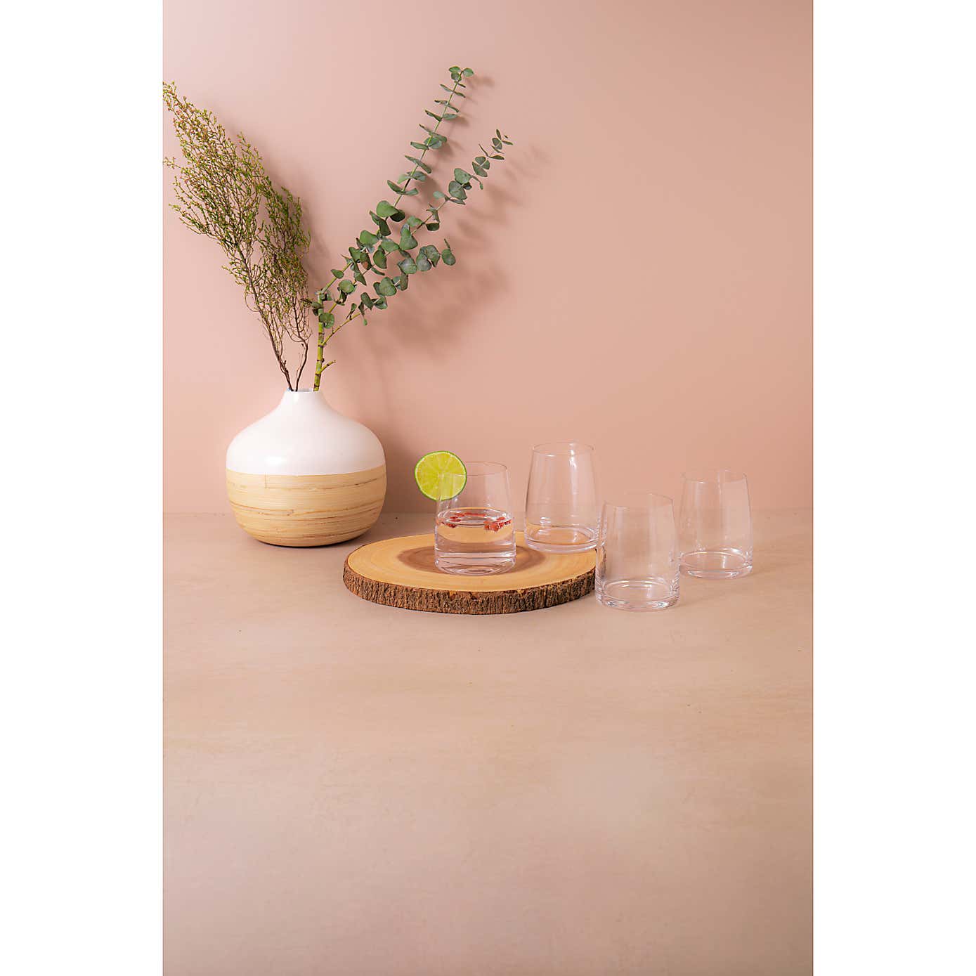 Mikasa Palermo Crystal Set of 4 Stemless Wine Glasses