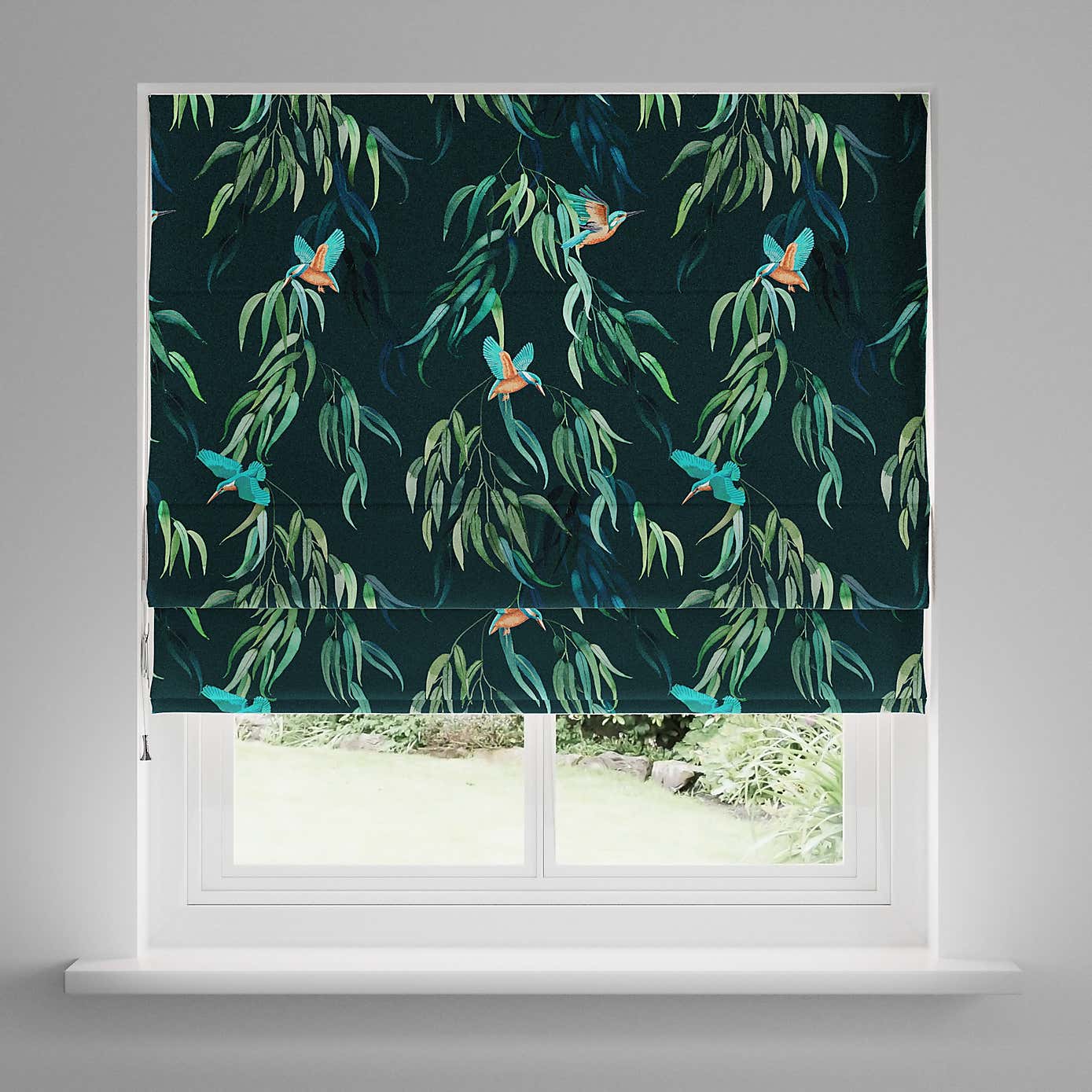 Kingfisher Peacock Roman Blind