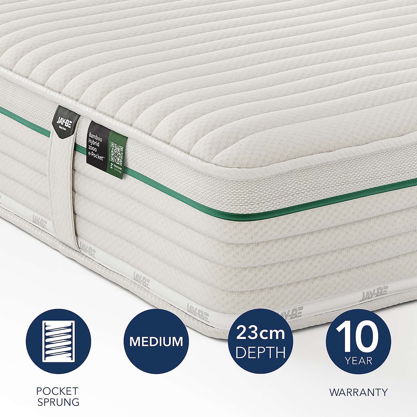 Jay-Be Natural Bamboo 2000 Pocket Mattress