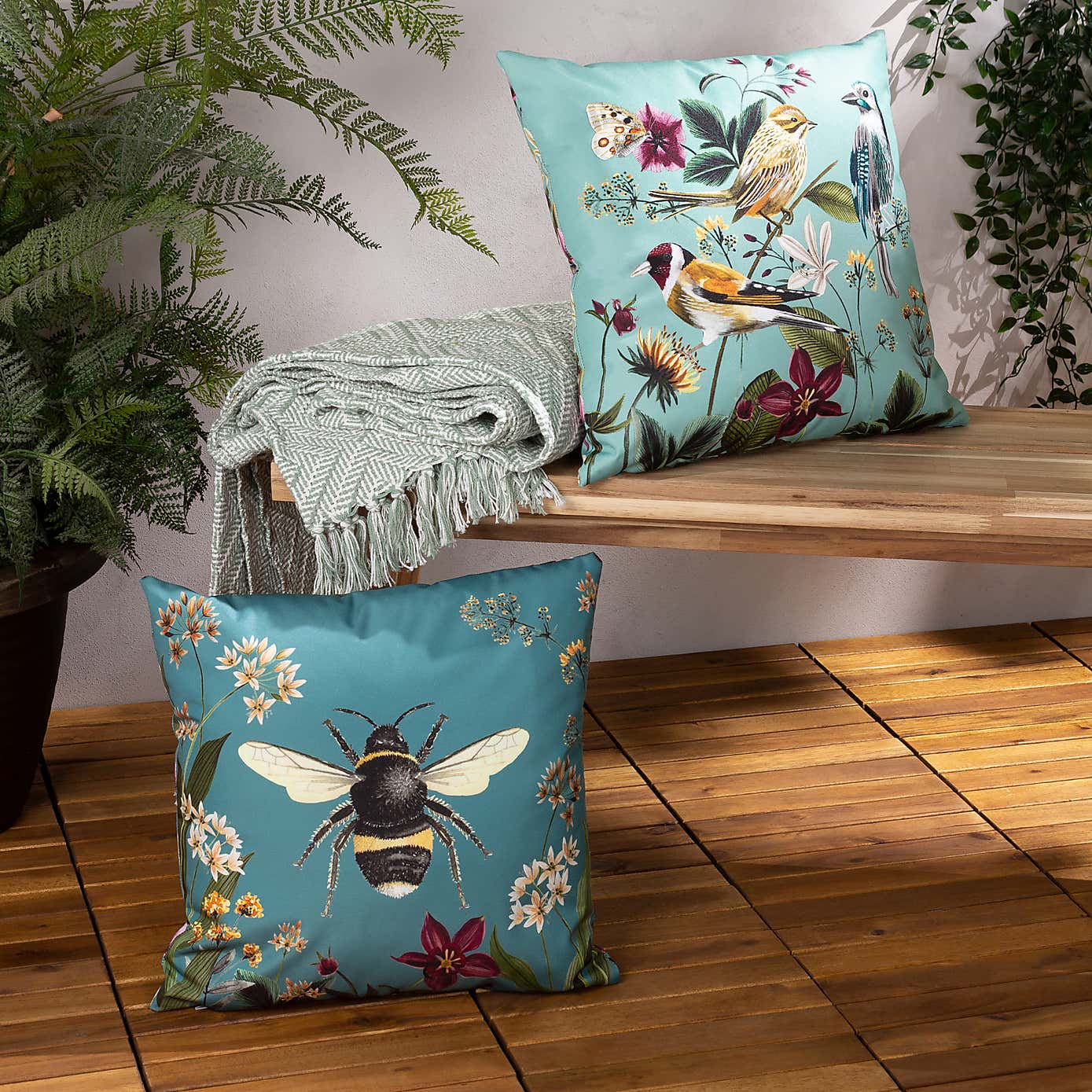 Wylder Nature Midnight Garden Bee Outdoor Cushion