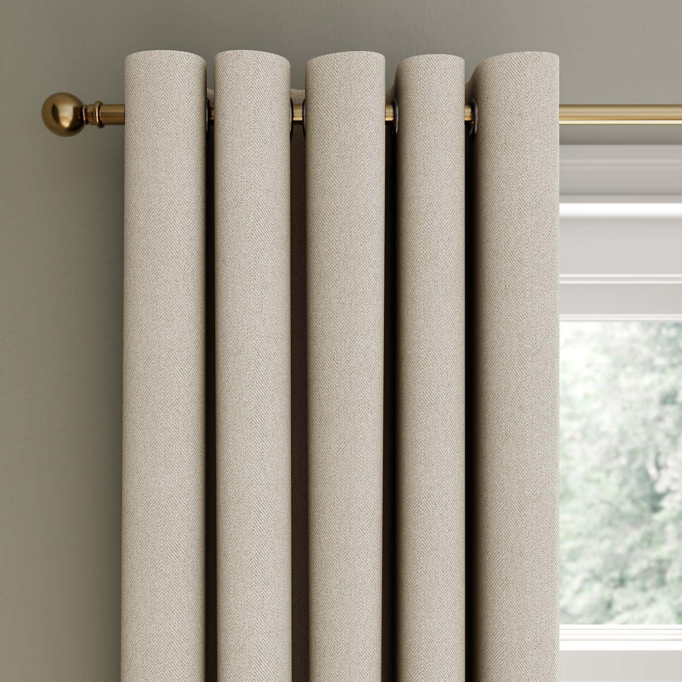 Rotterdam Herringbone Blackout Eyelet Curtains