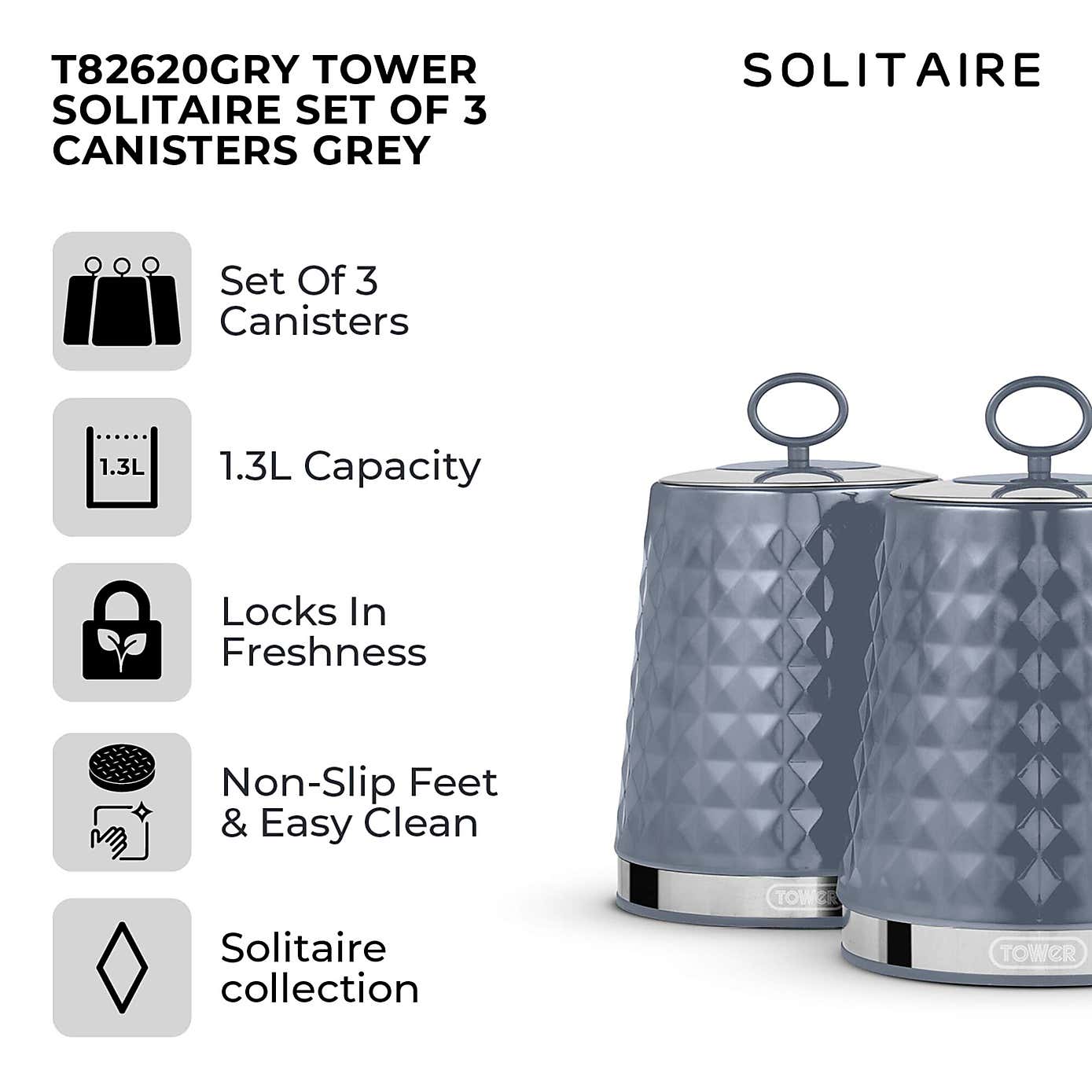TOWER Solitaire Set of 3 Canisters