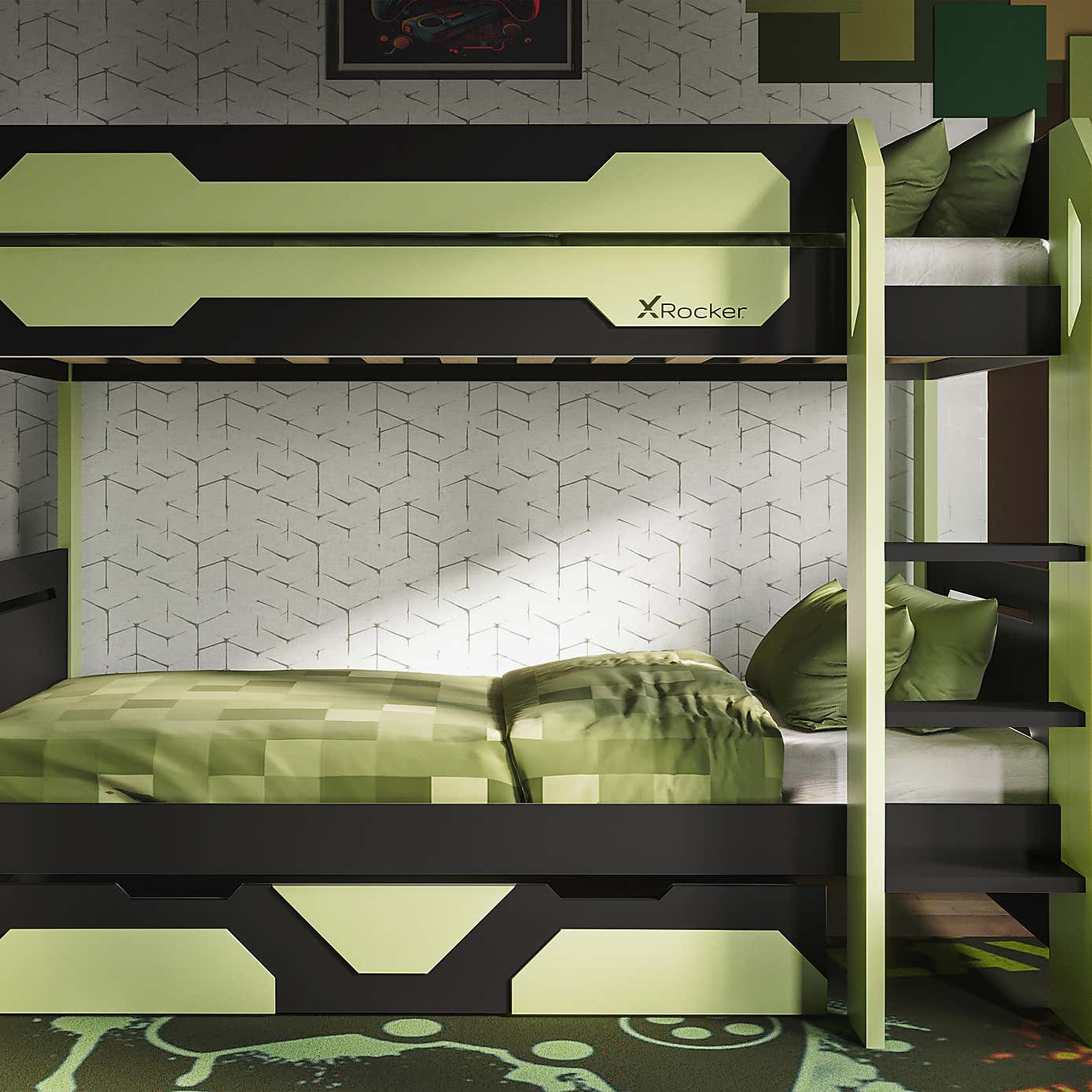 X Rocker Battalion Gaming Bunk Bed with Trundle