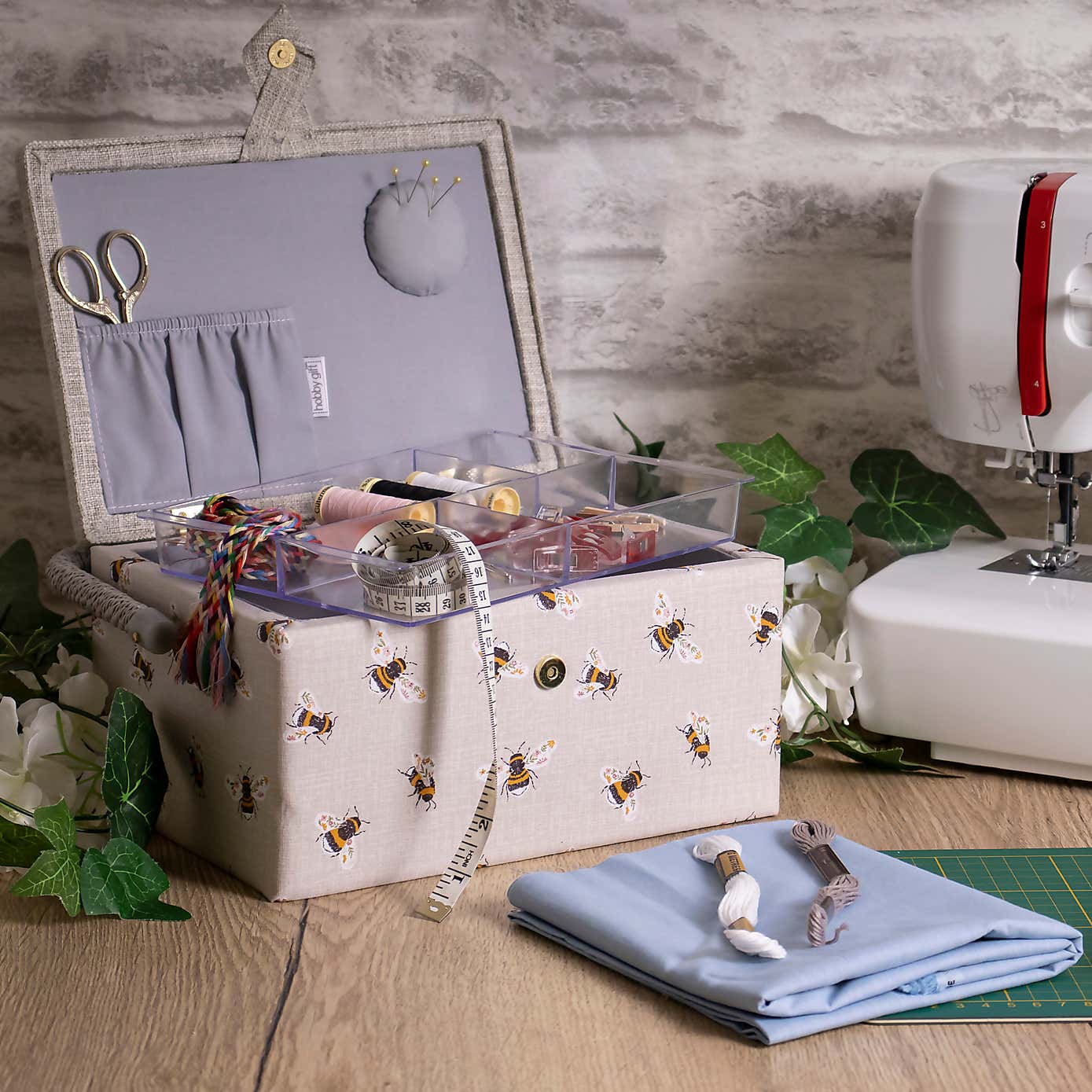 Hobby Gift Bee Happy Medium Embroidered Sewing Box