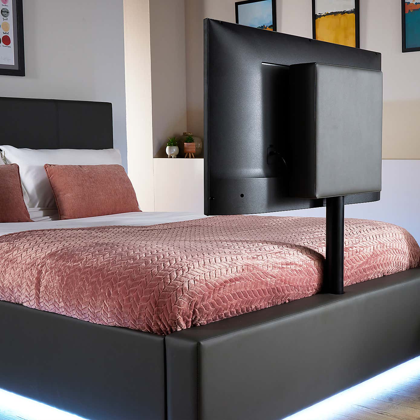 X Rocker Living Ava TV Bed with LED Lights and TV Mount