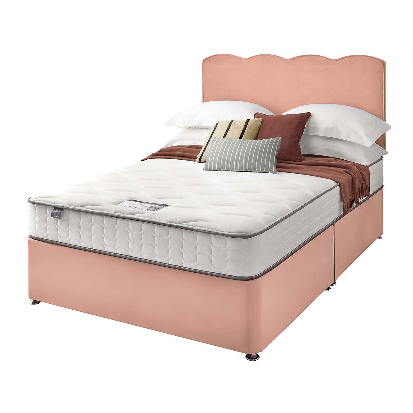 Silentnight 2 Drawer Divan Bed With Velvet Merlin Headboard