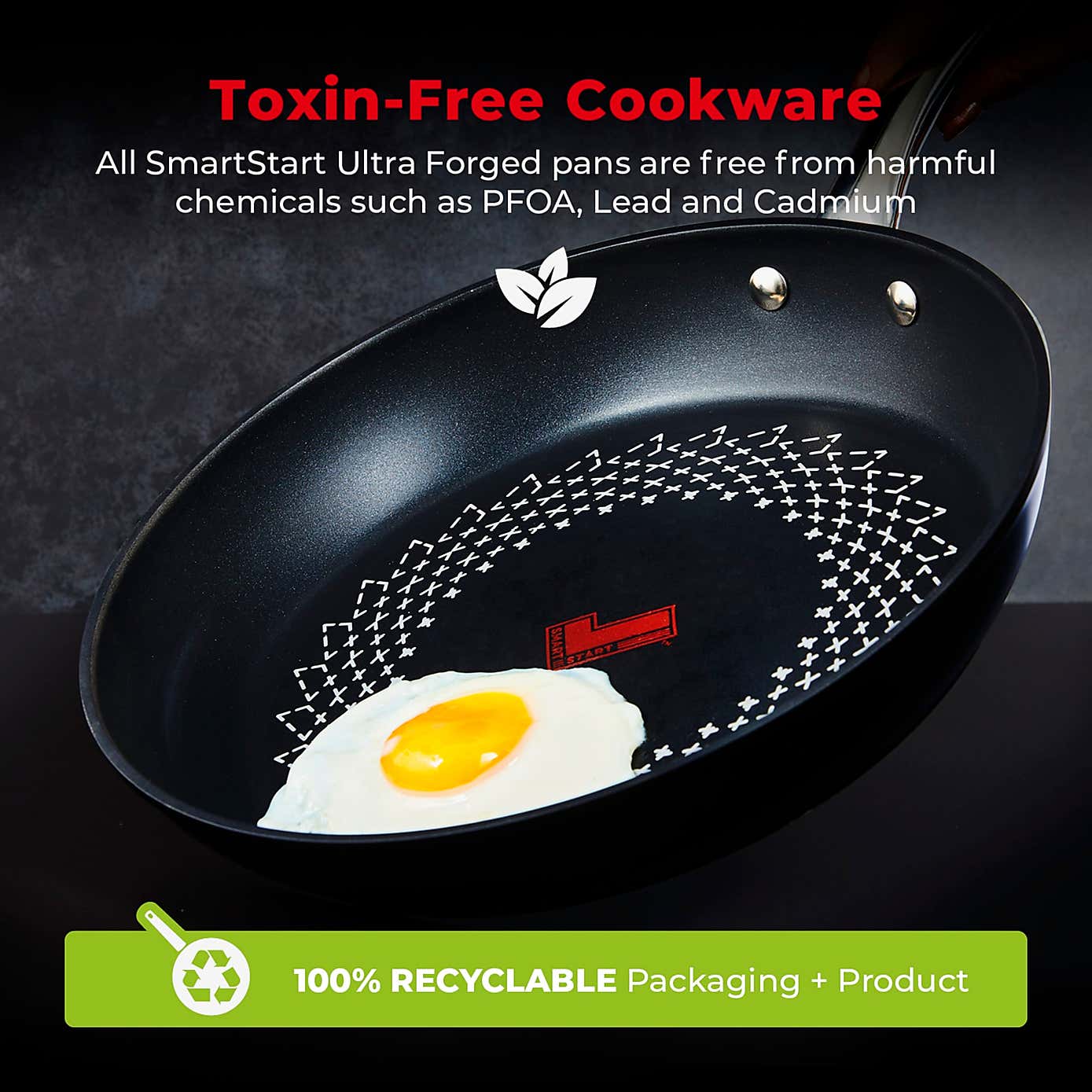 Tower Smart Start Non-Stick Ultra Forged Aluminium Frying Pan, 30cm