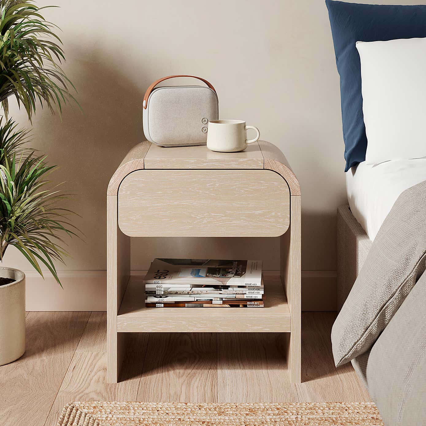 Bennett 1 Drawer Bedside Table, Light Oak
