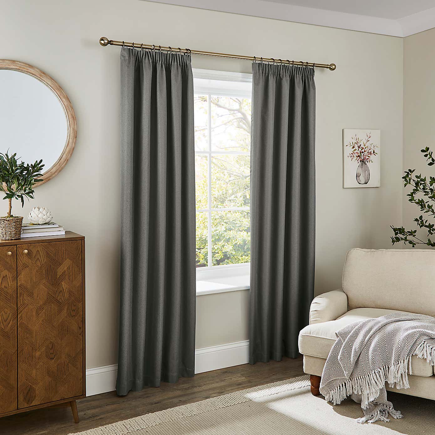 Rotterdam Herringbone Blackout Pencil Pleat Curtains