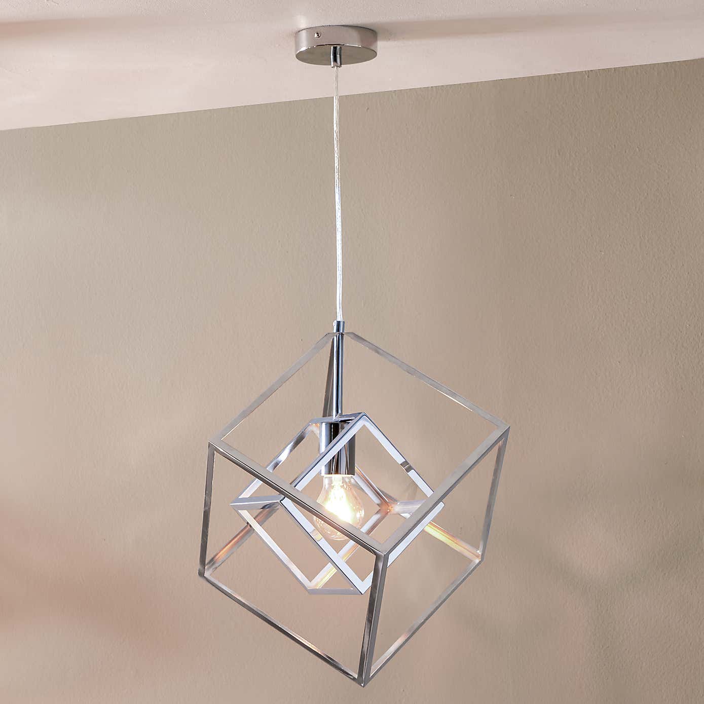 Alessio Metal Cube Pendant, Nickel
