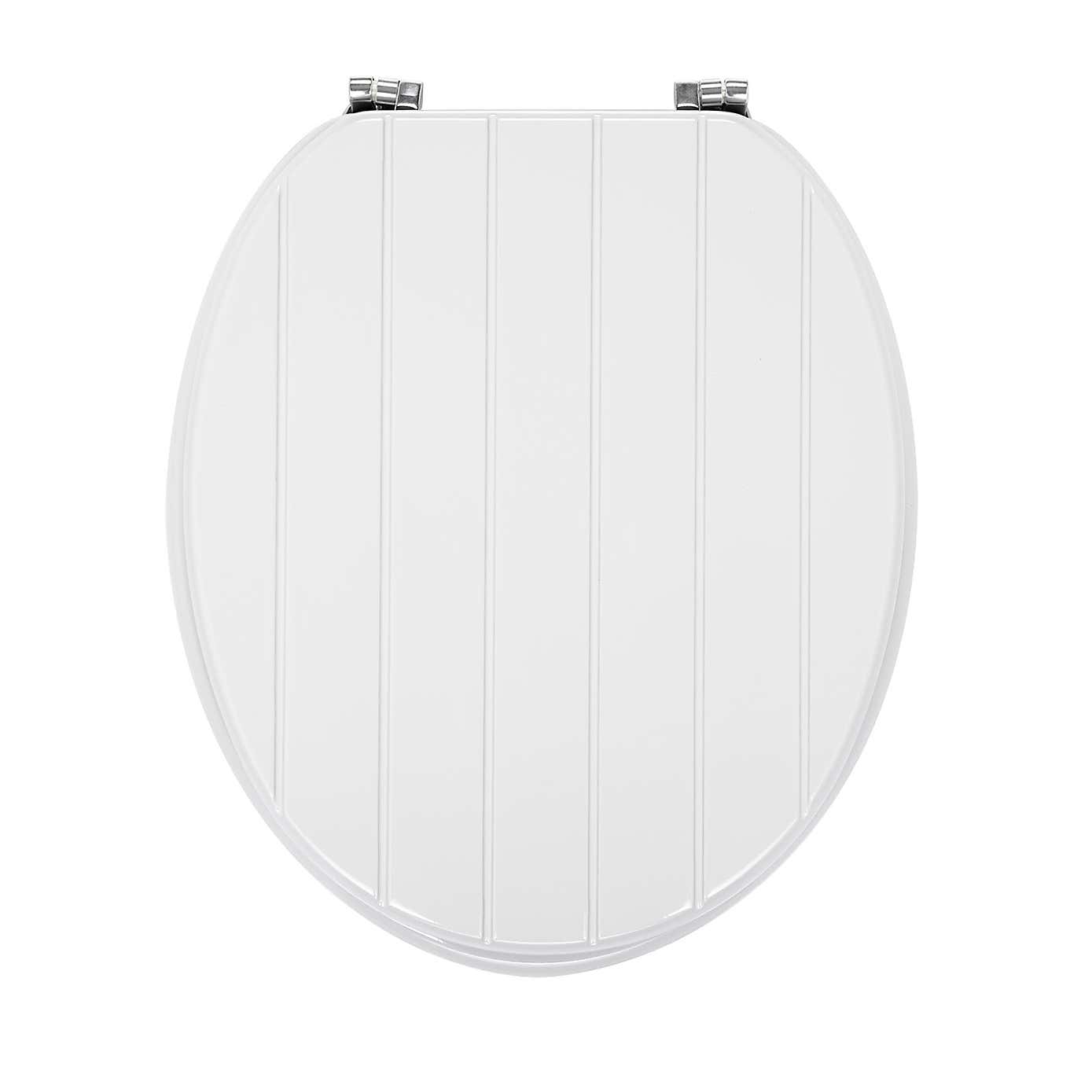 Tongue and Groove White Toilet Seat