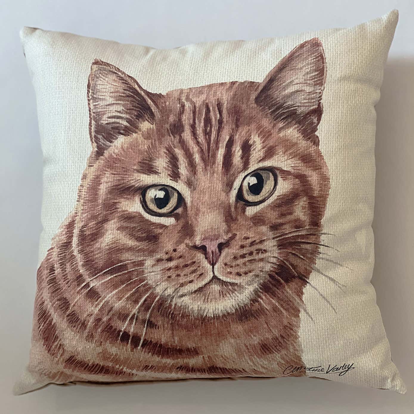 Christine Varley Ginger Cat Square Cushion