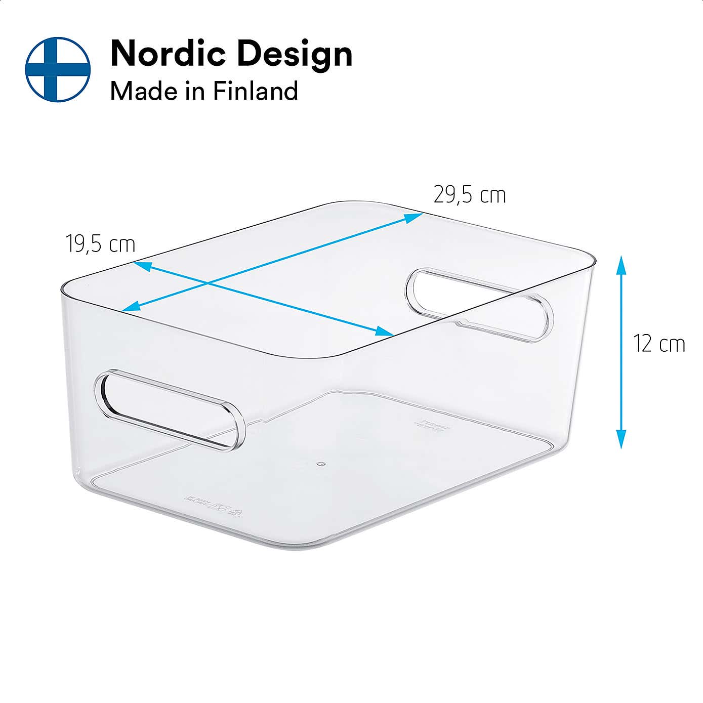 Compact Storage Tub Medium with lids 5.3L Set of 4, Clear