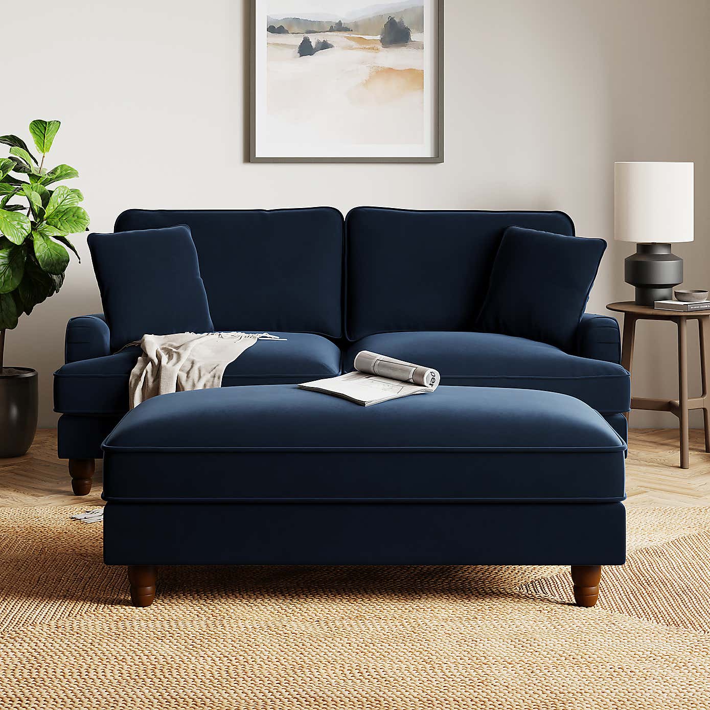 Beatrice Matte Velvet Long Footstool with Storage