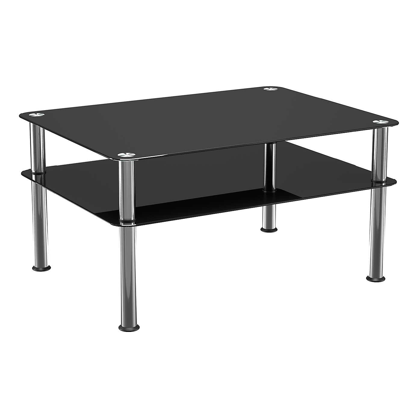 AVF Large Coffee Table, Black Glass with Chrome Legs