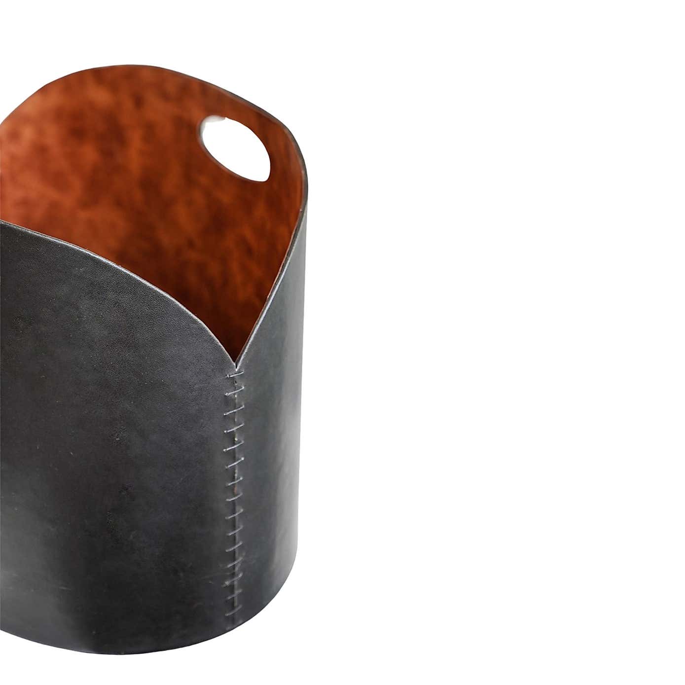 Black Faux Leather Log Bucket