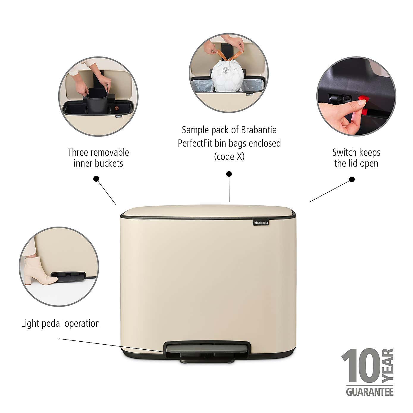 Brabantia Bo 3 x 11L Pedal Bin