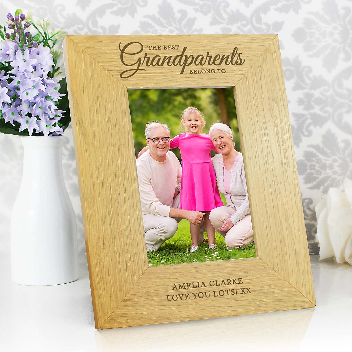Personalised The Best Grandparents Light Wood Portrait Photo Frame