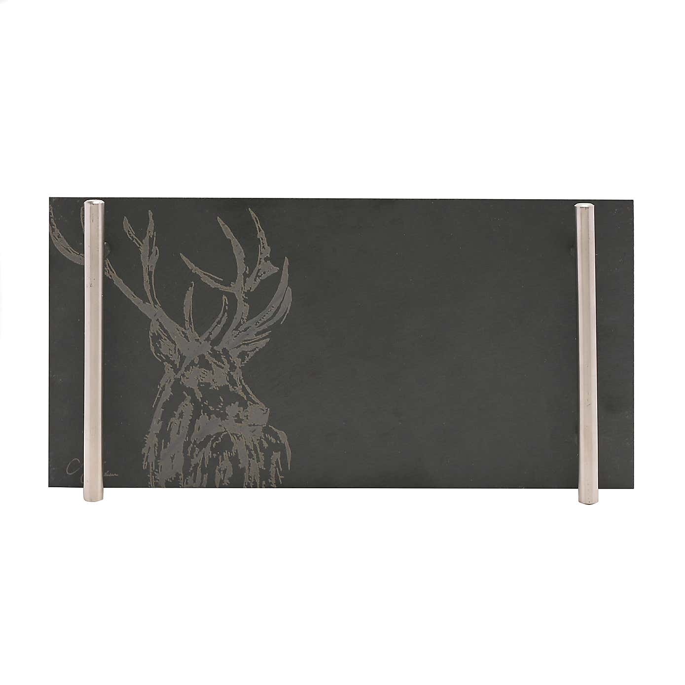 Meg Hawkins Stag Slate Tray with Handles