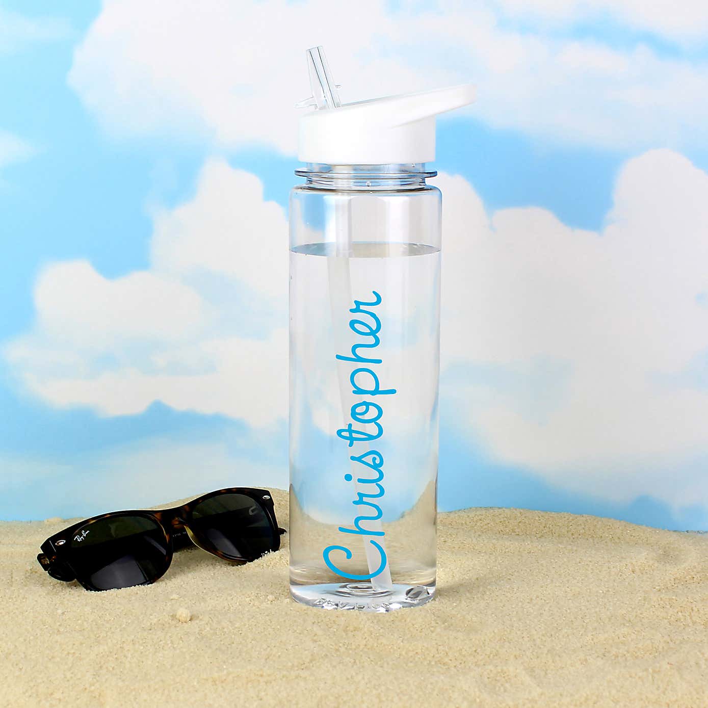 Personalised Name Water Bottle Blue