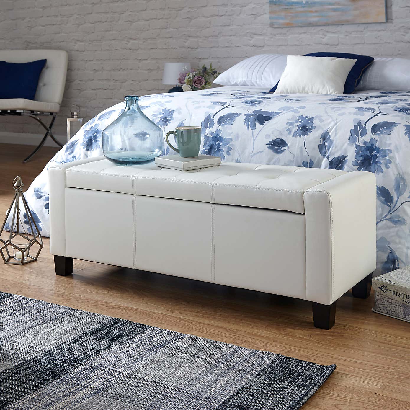 Verona PU Leather Ottoman Bench White
