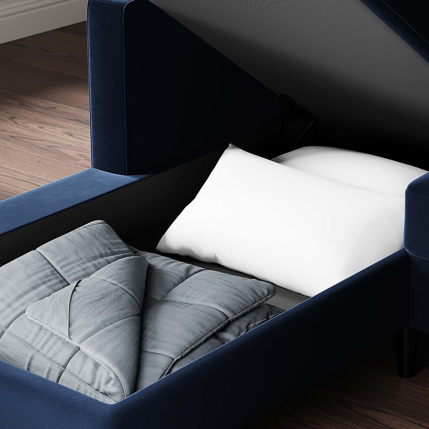 Zoe 4 Seater Corner Double Sofa Bed, Velvet