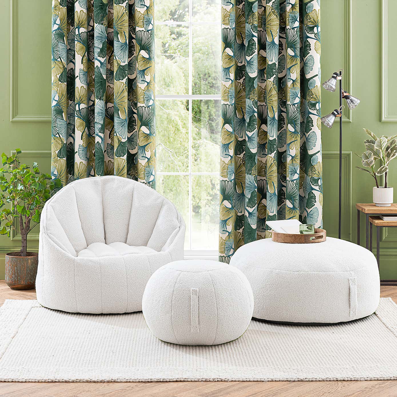 XL Adella Sherpa Ivory Footstool