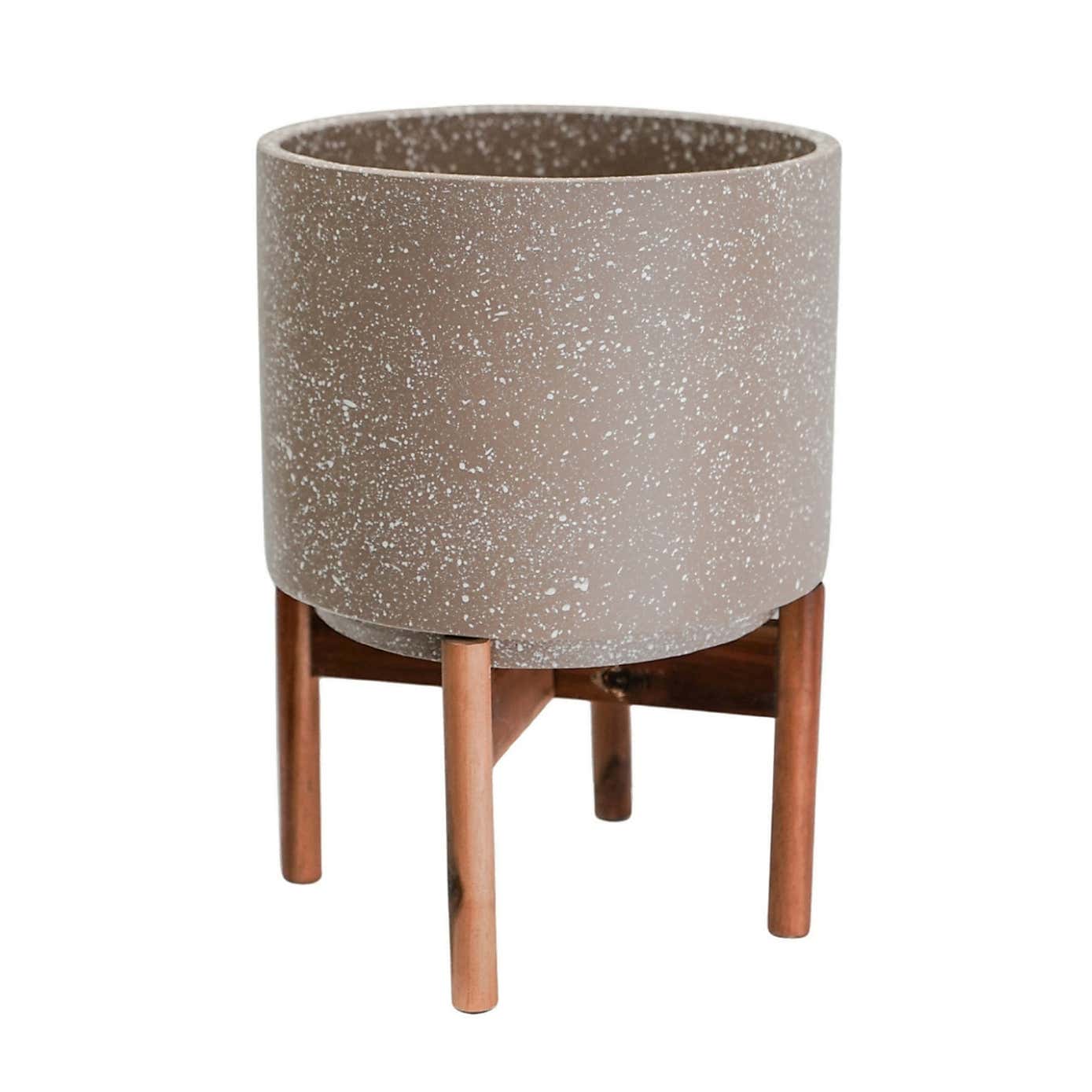 Valetta Speckled Ceramic Plant Pot with Stand