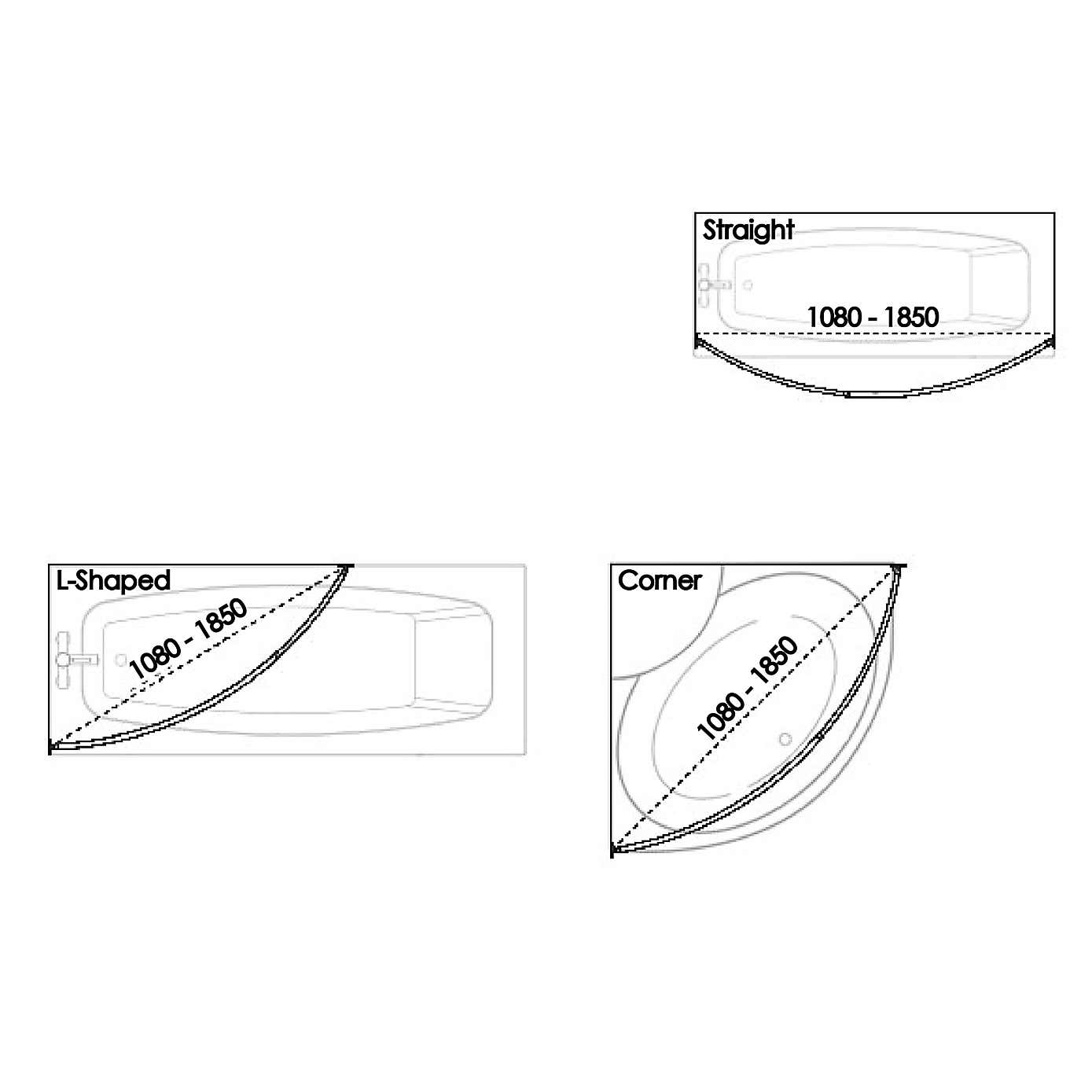 Premium Extendable Curved Stainless Steel Shower Rail
