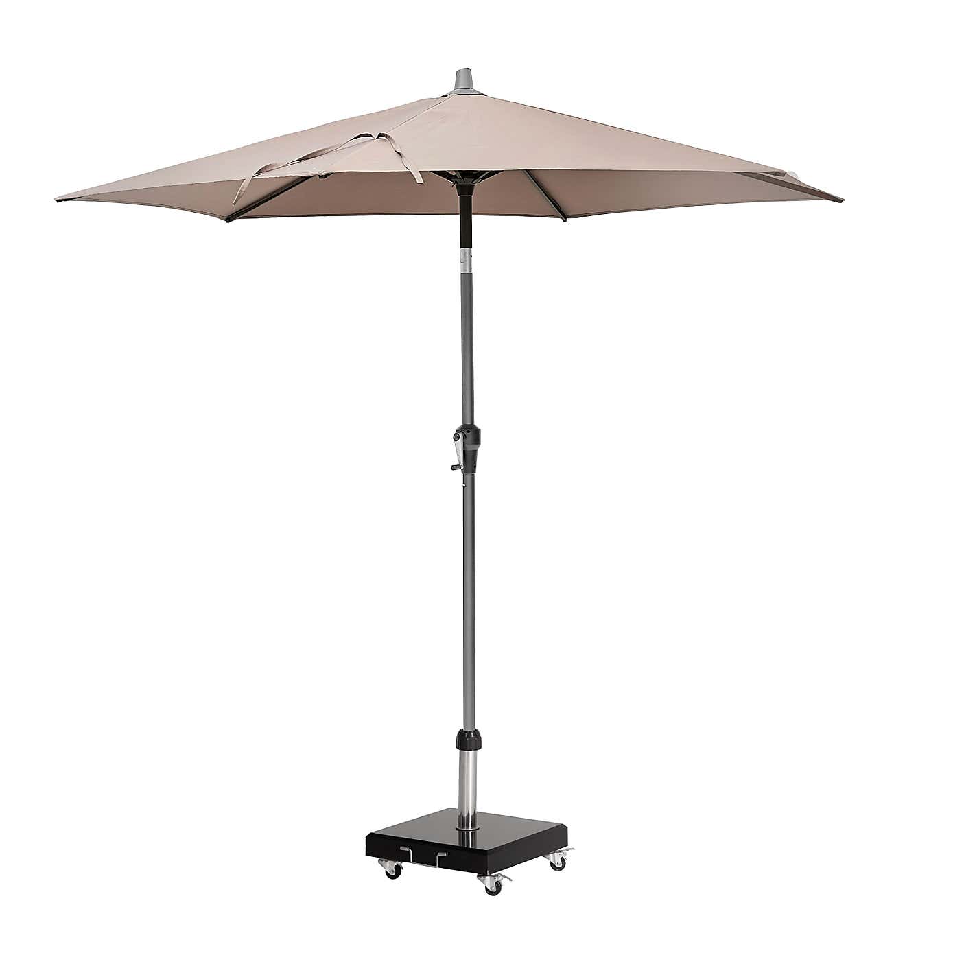 Riva 2.5m Round Parasol with Rome Polished Black Granite Wheeled Parasol Base