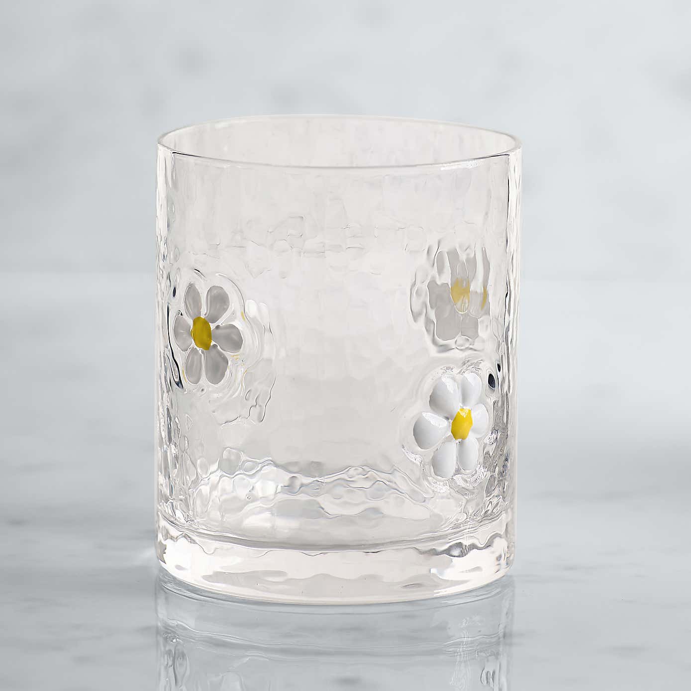 White Daisy Pressed Tumbler