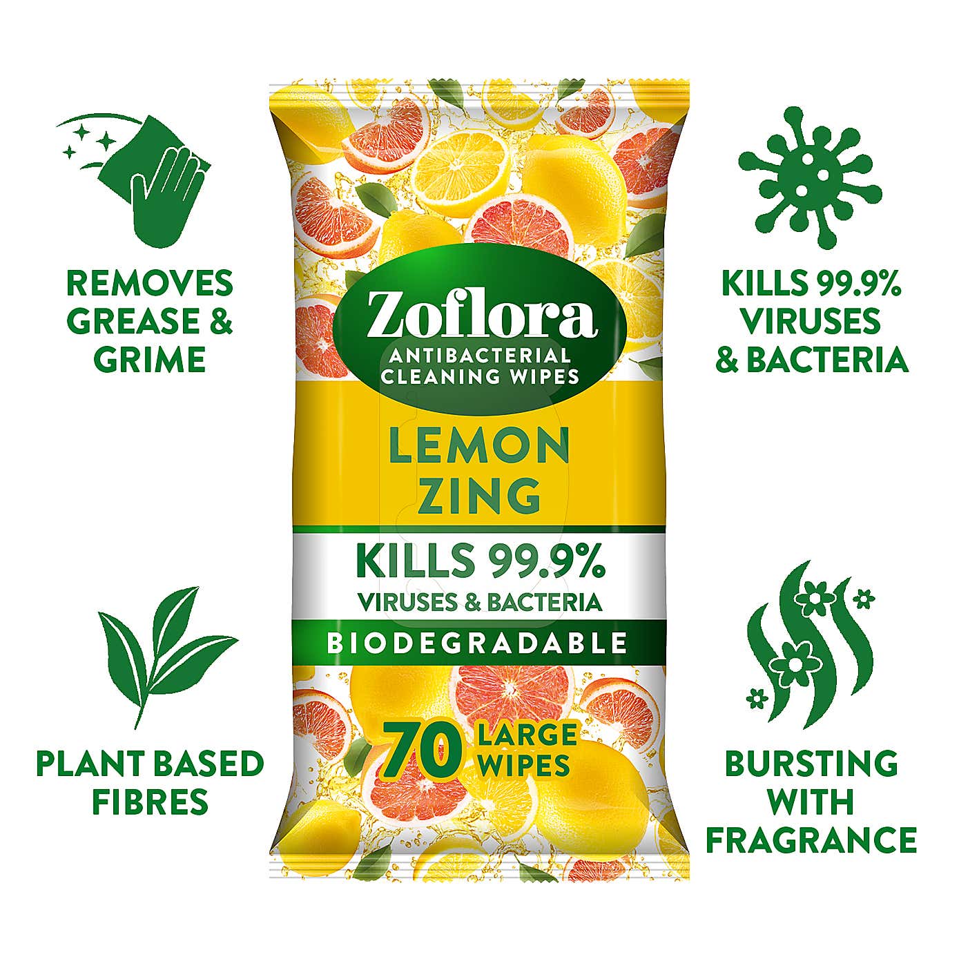 Zoflora Lemon Zing Wipes