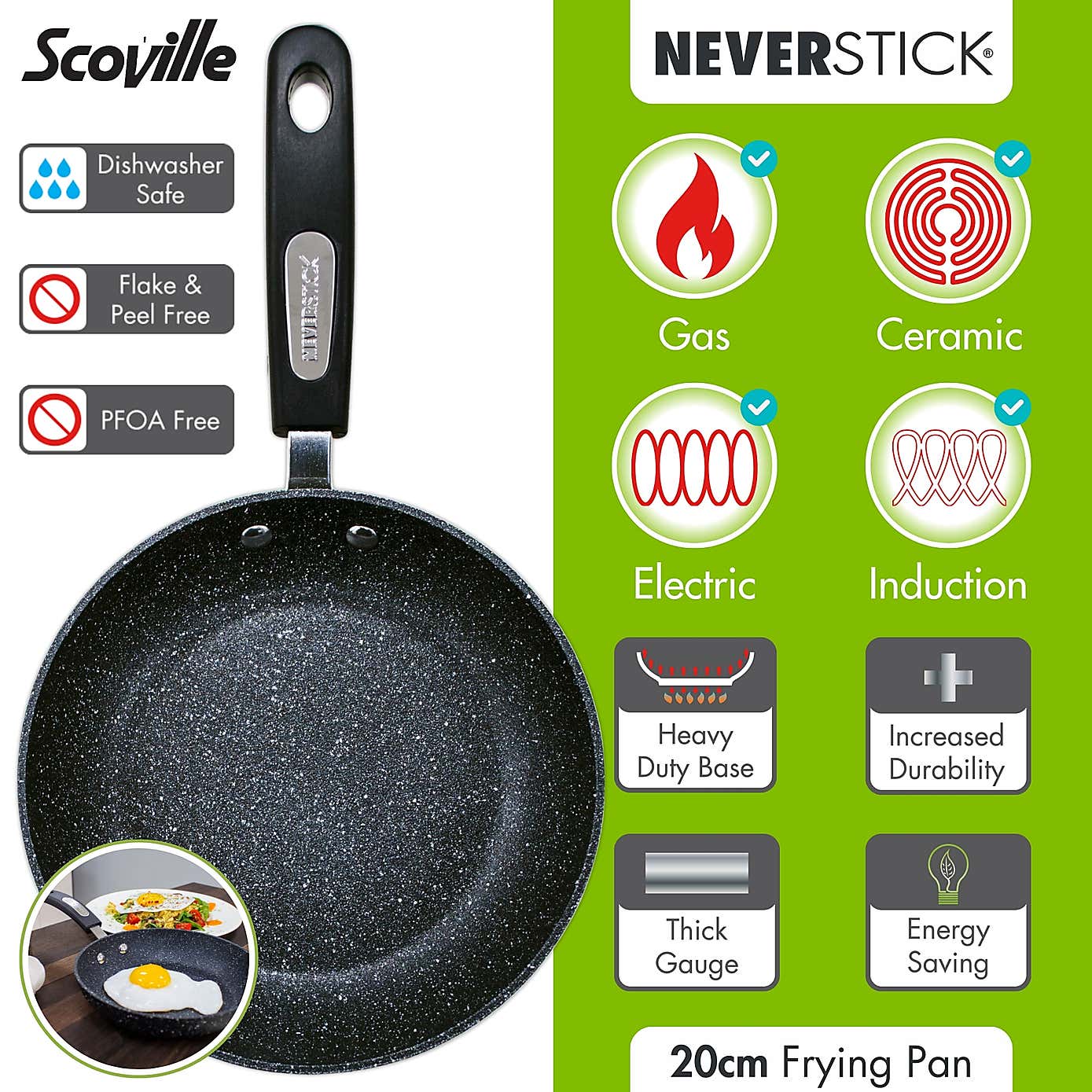 Scoville Neverstick Non-stick Aluminium Frying Pan, 20cm