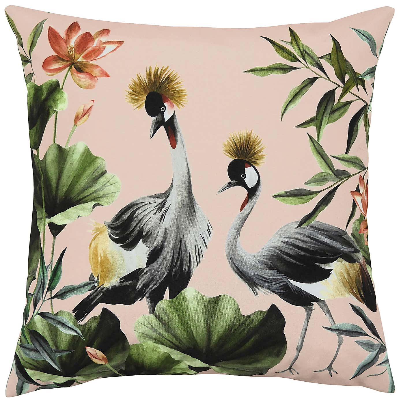 Cranes Blush and Forest Outdoor Cushion