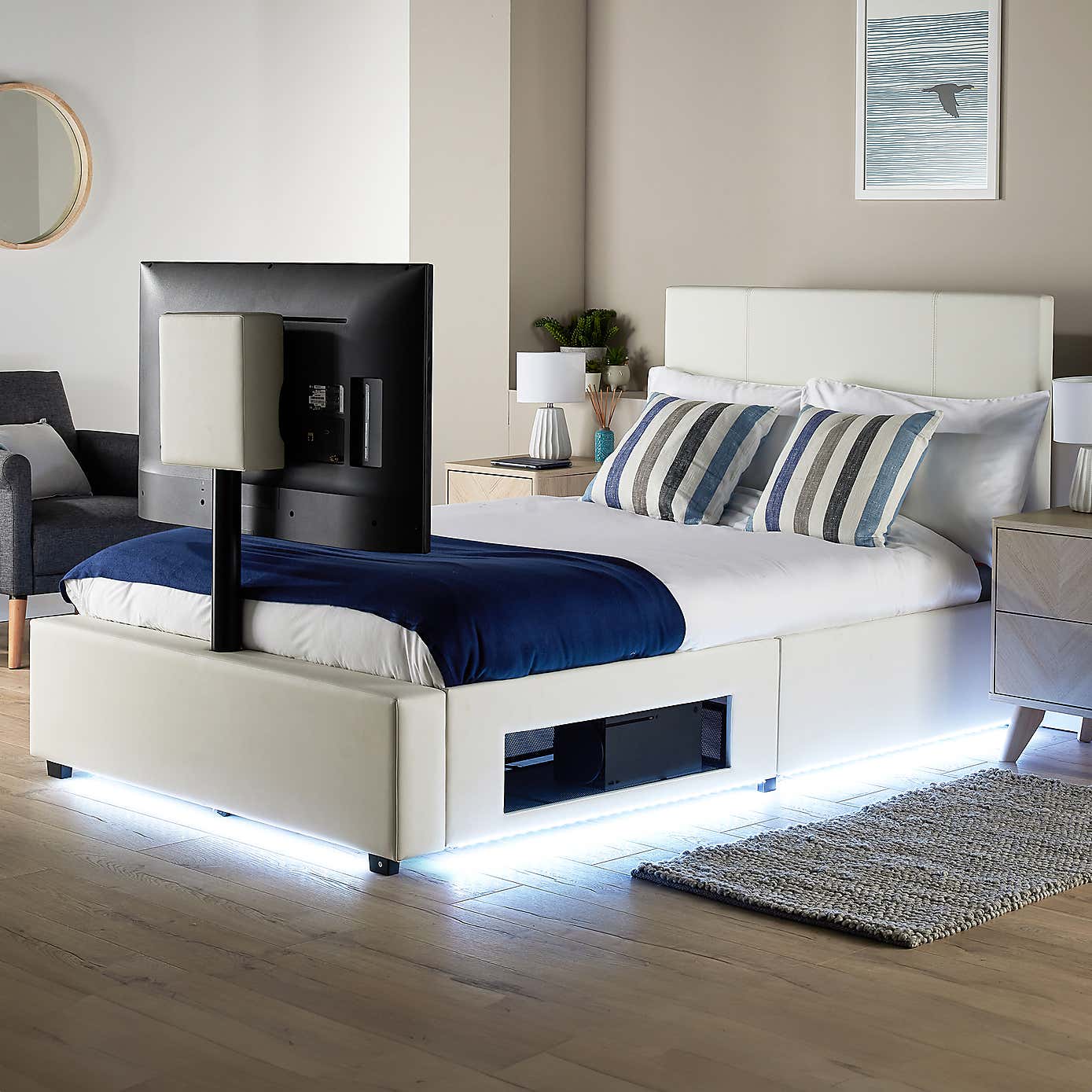 X Rocker Living Ava TV Bed with LED Lights and TV Mount