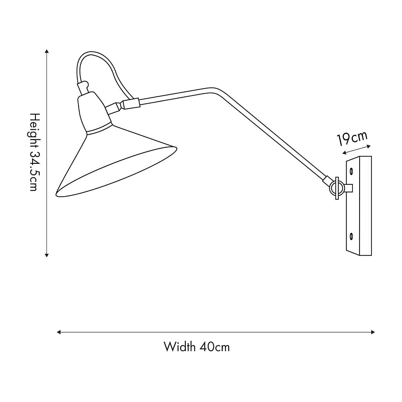 Return - Canton Matt Black and Brass Metal Cone Wall Light