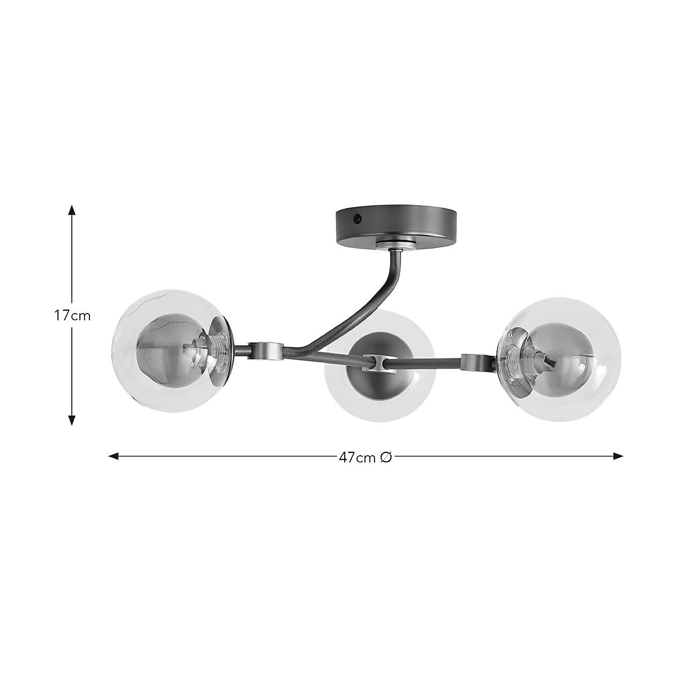 Molecular Industrial 3 Light Semi Flush Ceiling Light