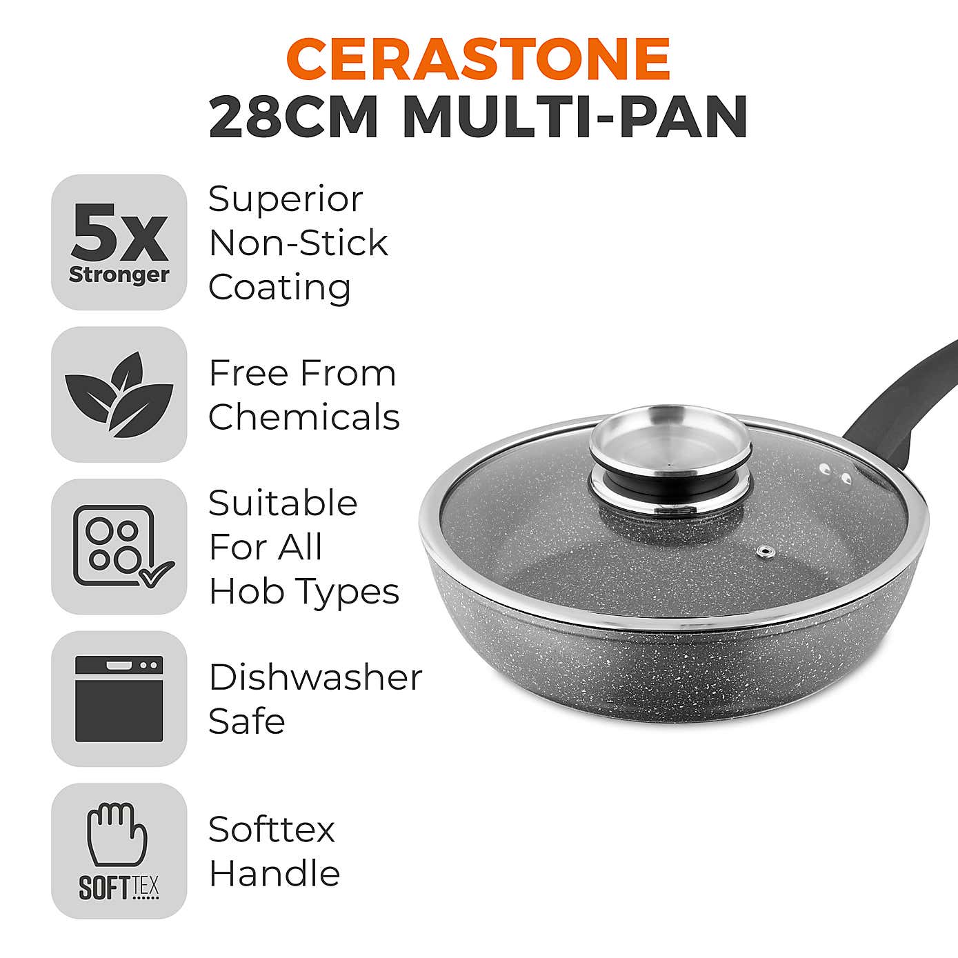 Tower Cerastone Non-Stick Forged Aluminium Multi-Saucepan, 28cm
