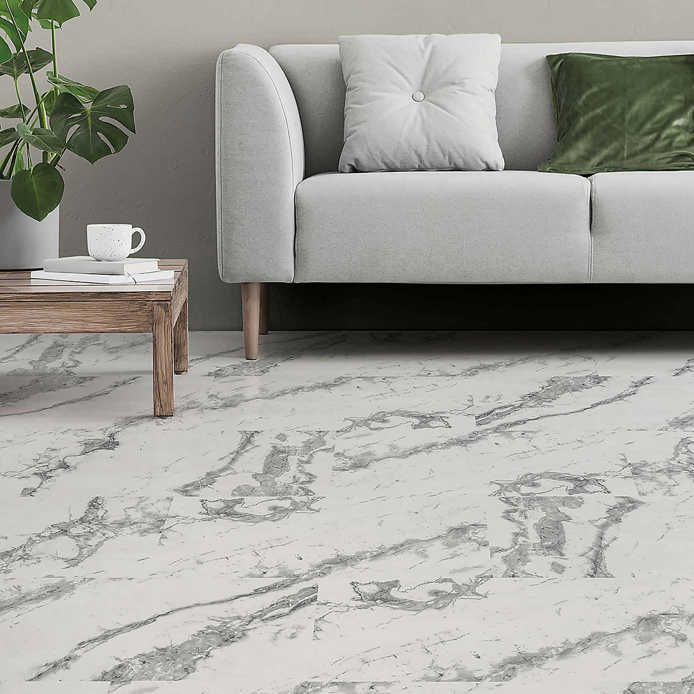 Piazza Marble Self Adhesive Oversized Floor Tiles