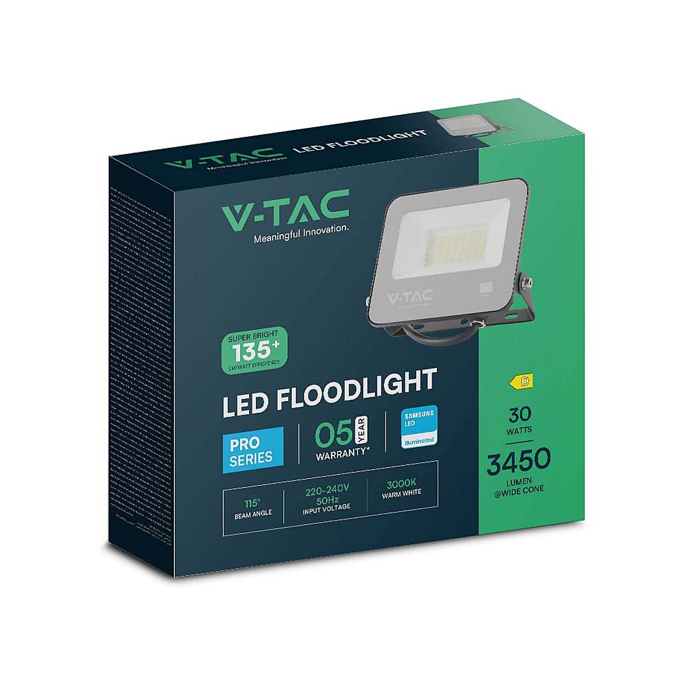 V-TAC 30W LED Floodlight Outdoor Wall Light