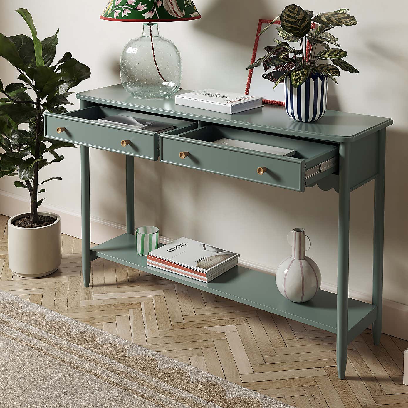 Remi Console Table, Lilypad Green