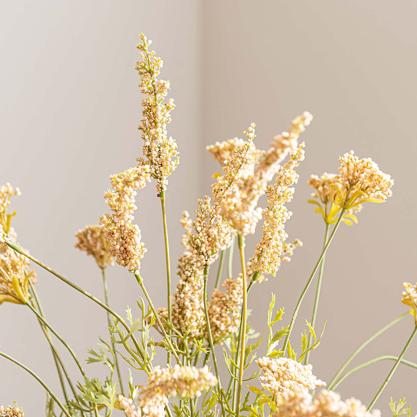 Artificial Yellow Astilbe in Woven Vase
