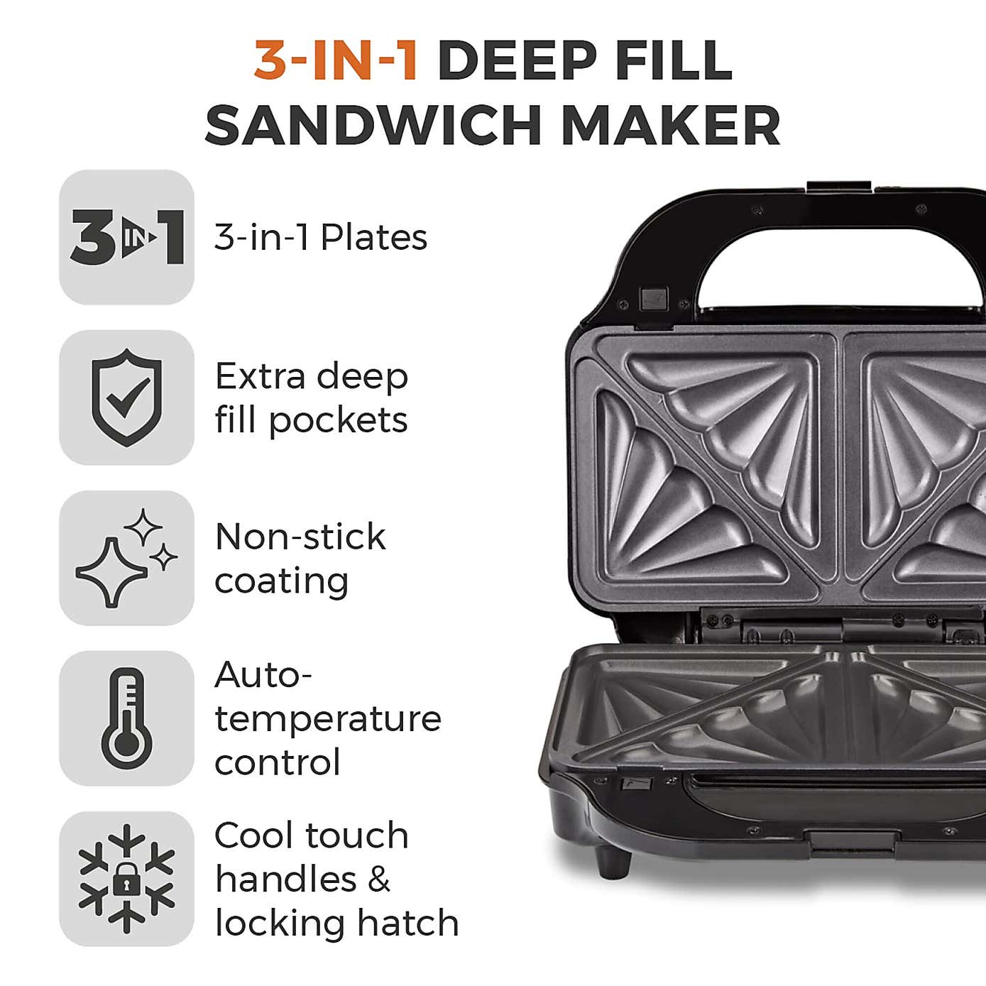 Tower 3 in1 Deep Fill Sandwich Maker