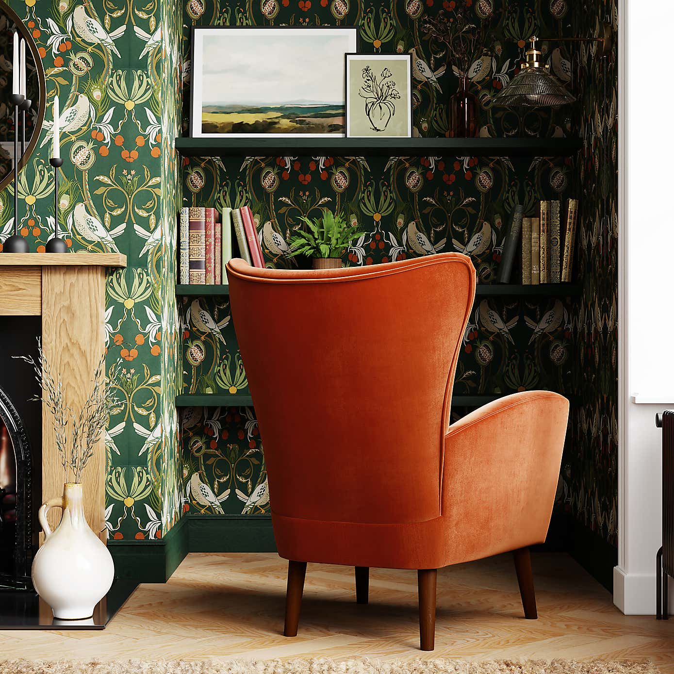 Sven Velvet Modern Wing Chair