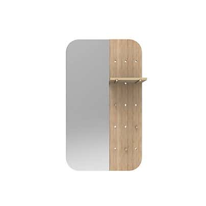 Wooden Rectangle Wall Mirror with Shelves