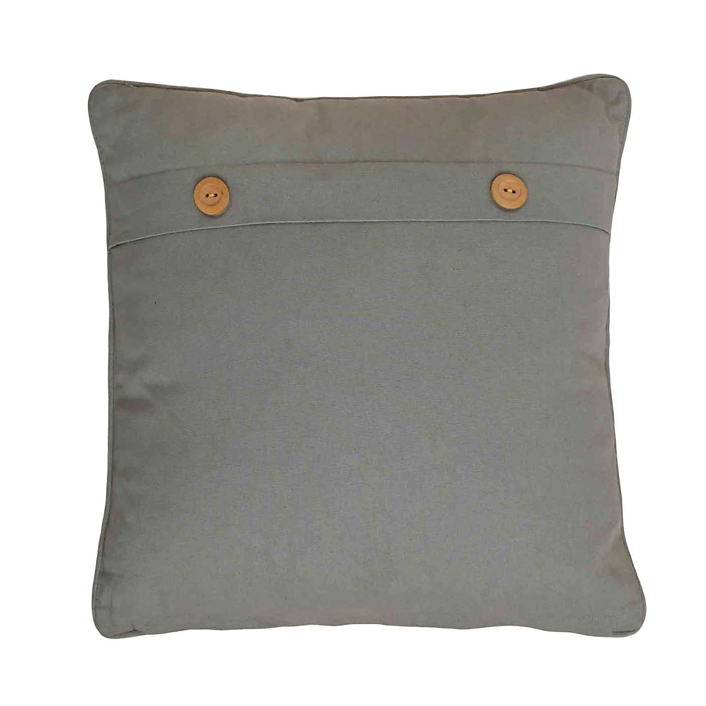 Meg Hawkins Hare Square Cushion with Wooden Buttons