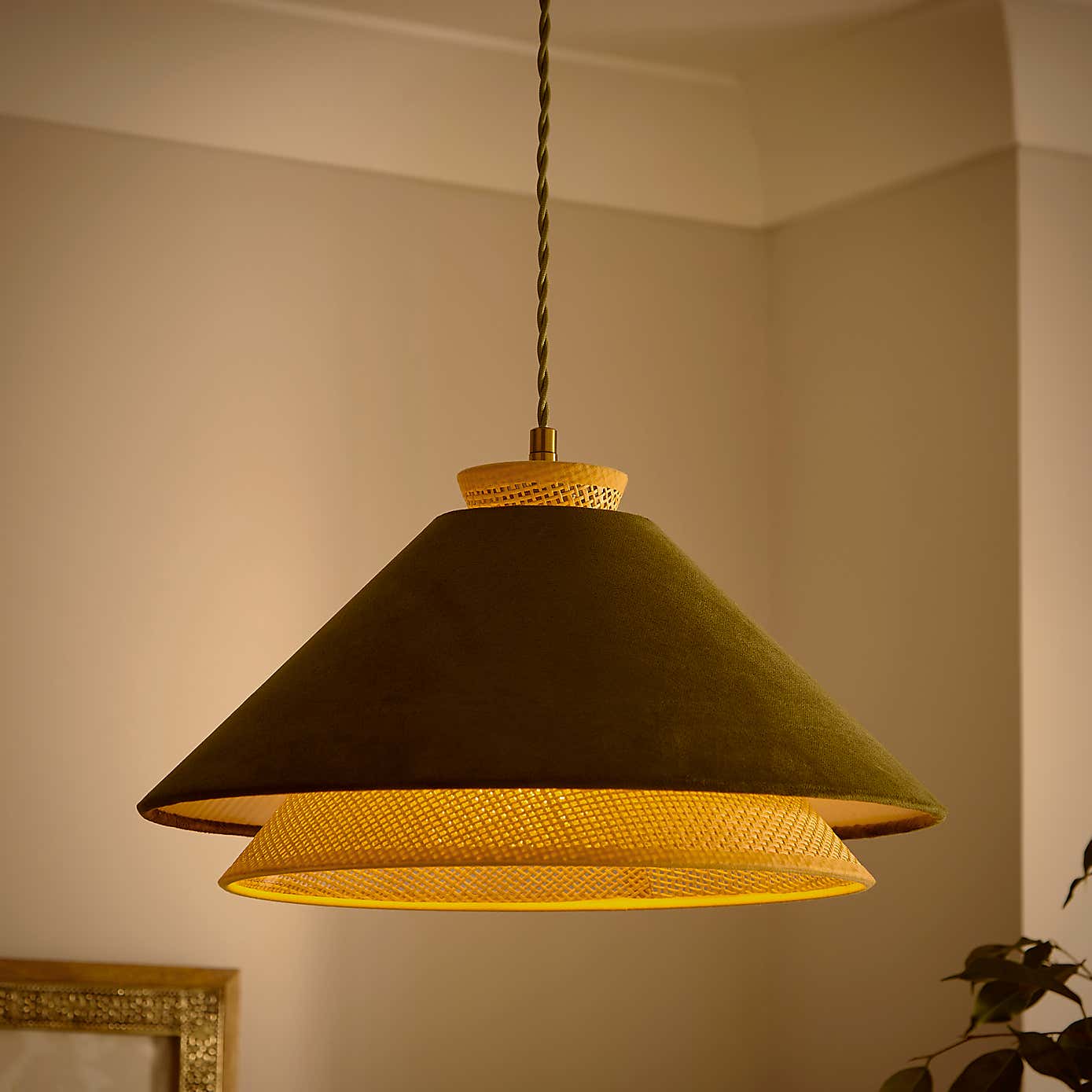 Phuket Recycled Velvet Rattan Lamp Shade