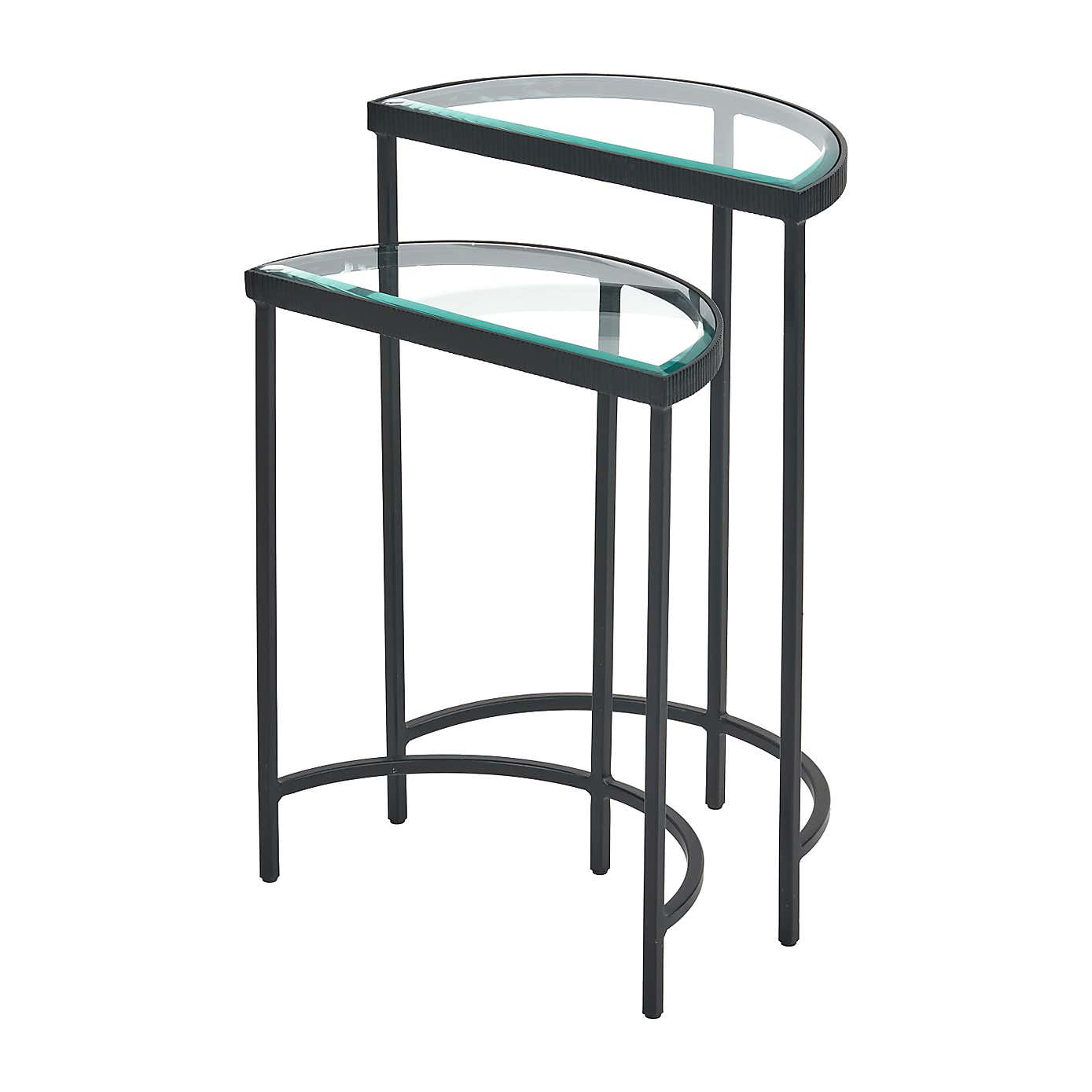 Marazzi Half Moon Side Tables, Bevelled Glass