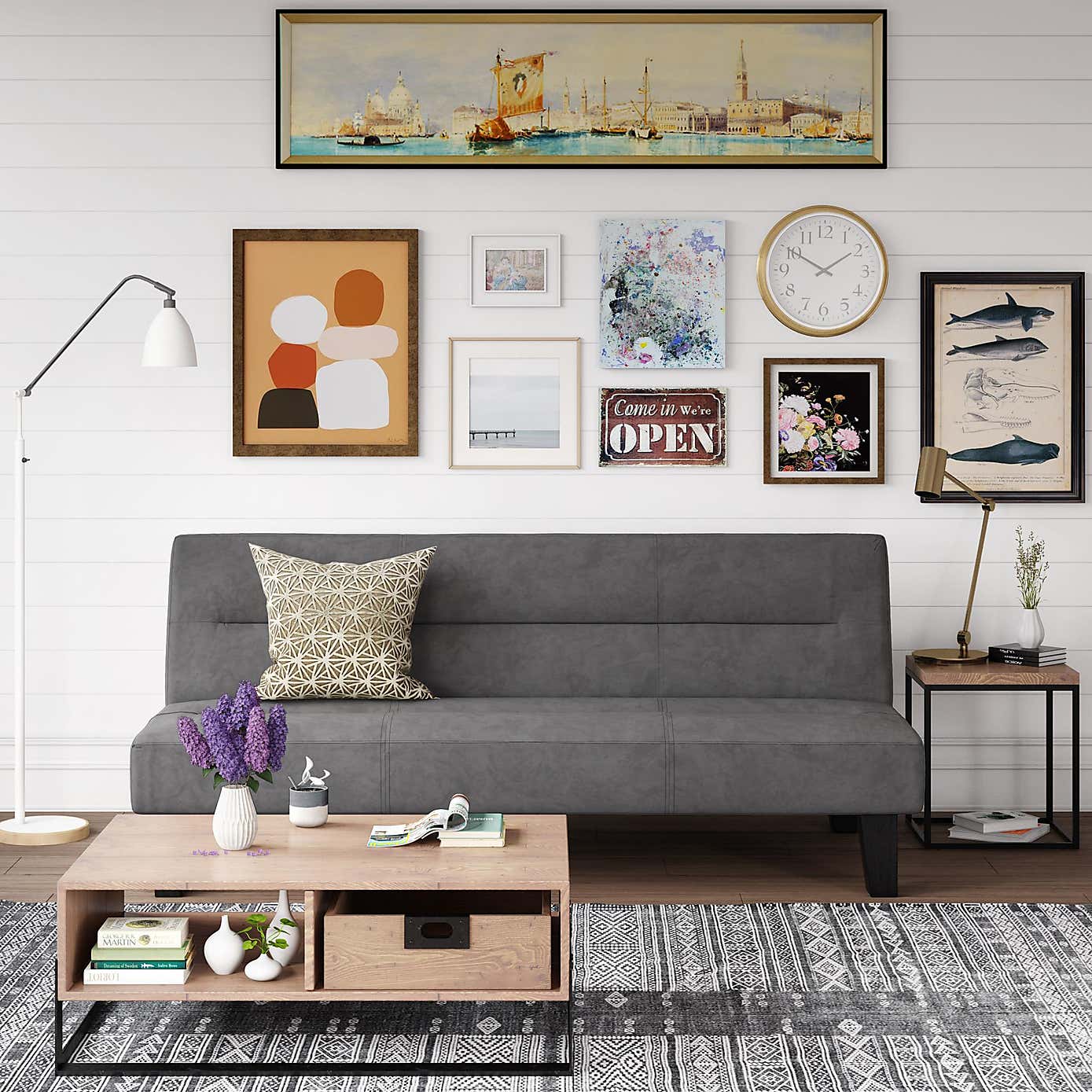 Kebo Velvet Clic Clac Compact Double Sofa Bed