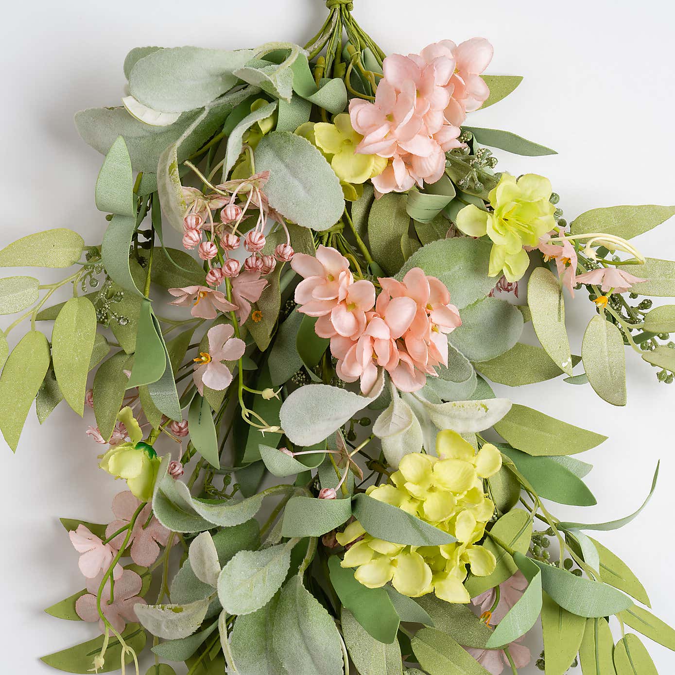 Artificial Pink & Green Hydrangea Teardrop Swag